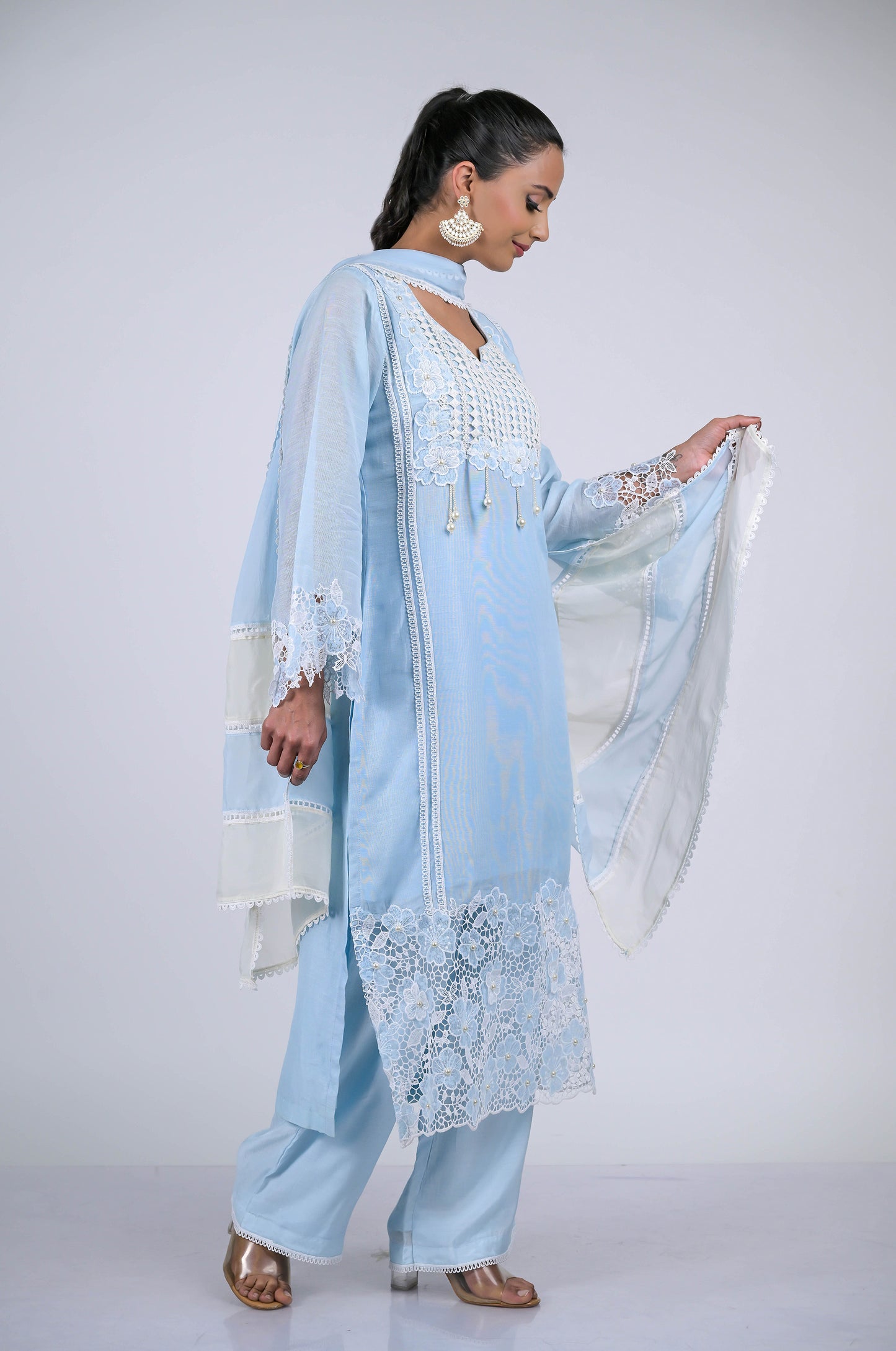 Stunning Cyan Blue Cotton Silk Suit Set - A Touch of Grace and Style - #ISH-53-02