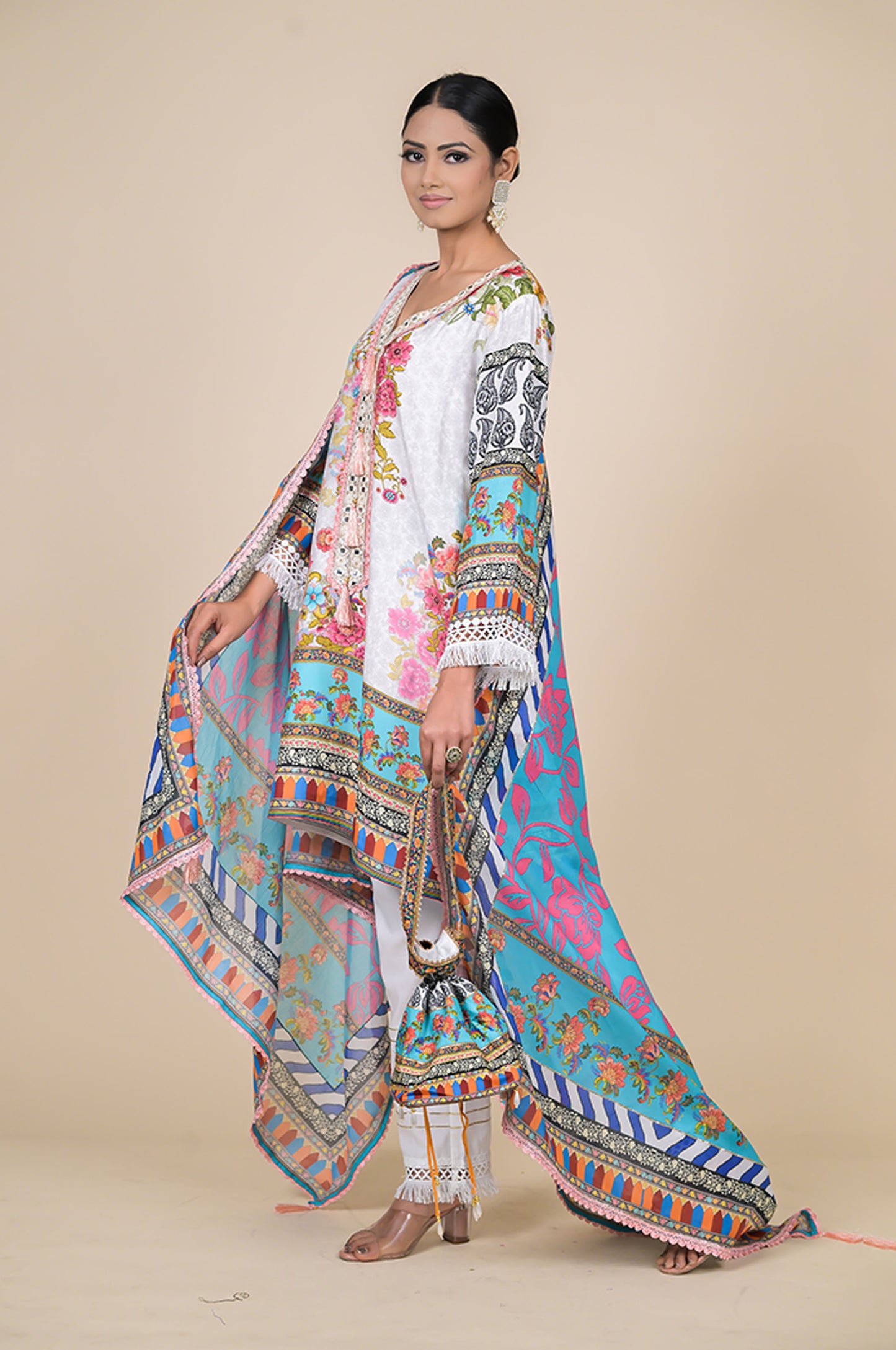 Elegant Multicolored Embroidered Suit for a Graceful Look, Cotton Muslin - Summer Collection #ISH-31-01