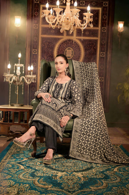 Black Print Straight Suit Set, Cotton Muslin - Summer Collection #ISH1424