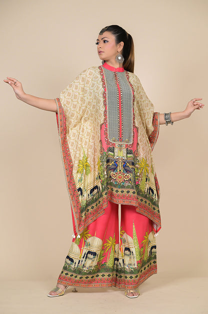 Bohemian Elegance: Nature-Inspired Printed Pink Suit Set - Cotton Muslin  #ISH-29-02