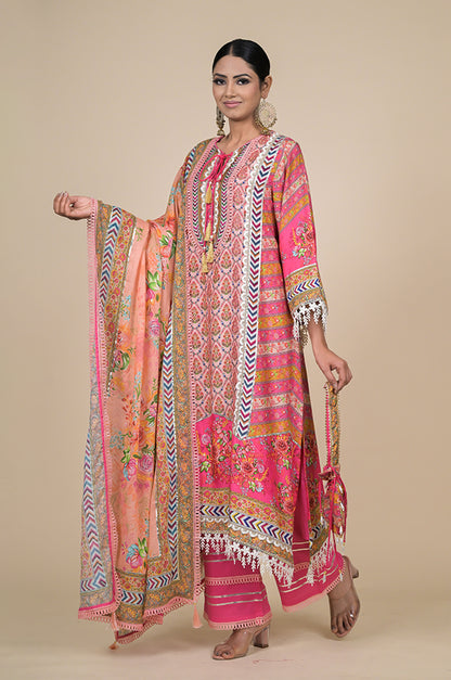 Elegant Pink Designer Suit - Perfect for Every Occasion Cotton Muslin - #ISH-33-02