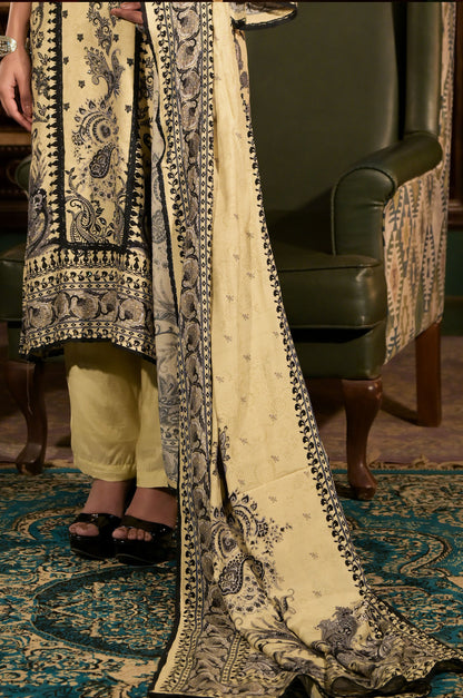 Lemon Yellow Print Pakistani Suit - Summer Collection #ISH1427