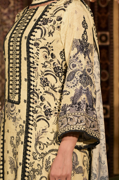 Lemon Yellow Print Pakistani Suit - Summer Collection #ISH1427