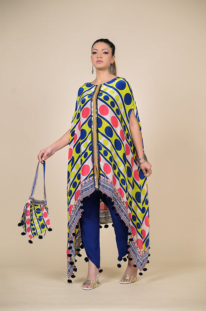 Radiant Rhapsody: The Kaftan Dress with a Kaleidoscope of Colors - Cotton Muslin #ISH-21-02