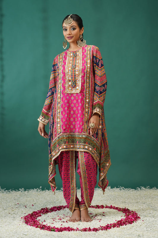 Stunning Baby Pink Kurti with Dhoti Pant : Sawara Collection