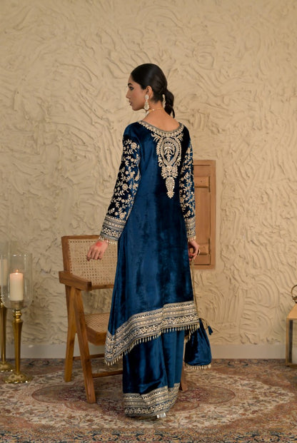 Timeless Midnight Blue Velvet Suit – Noor Wedding Edit