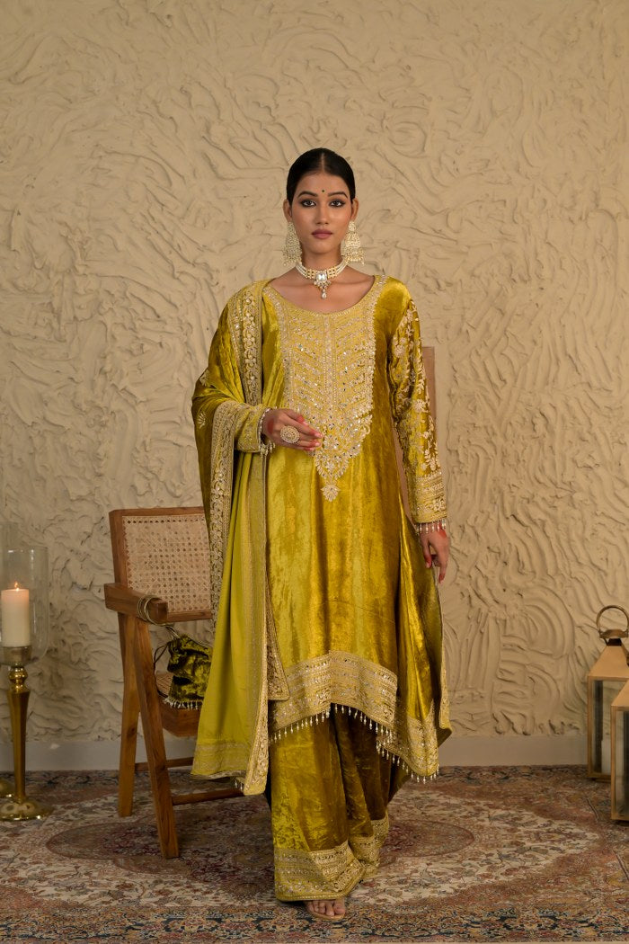 Timeless Yellow Velvet Suit – Noor Wedding Edit