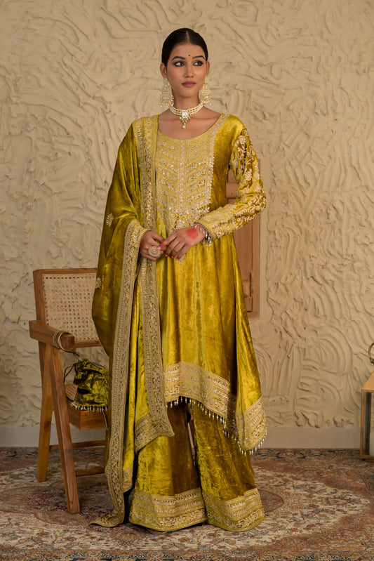 Timeless Yellow Velvet Suit – Noor Wedding Edit