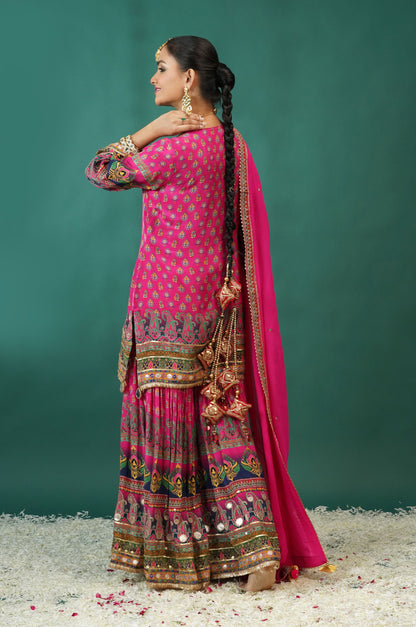 Stunning Baby Pink Festive Ensemble Sharara Suit Set : Sawara Collection