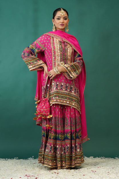 Stunning Baby Pink Festive Ensemble Sharara Suit Set : Sawara Collection