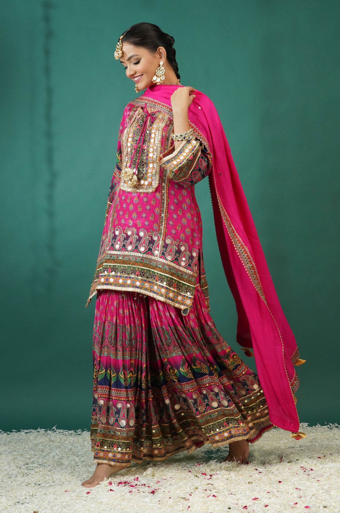 Stunning Baby Pink Festive Ensemble Sharara Suit Set : Sawara Collection