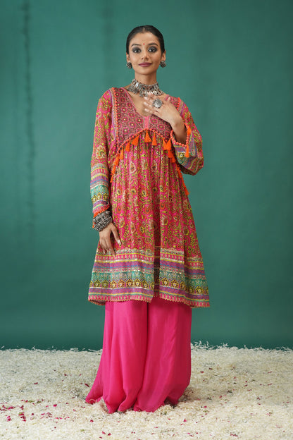 Floral Ensemble Baby Pink Short Anarkali : Sawara Collection