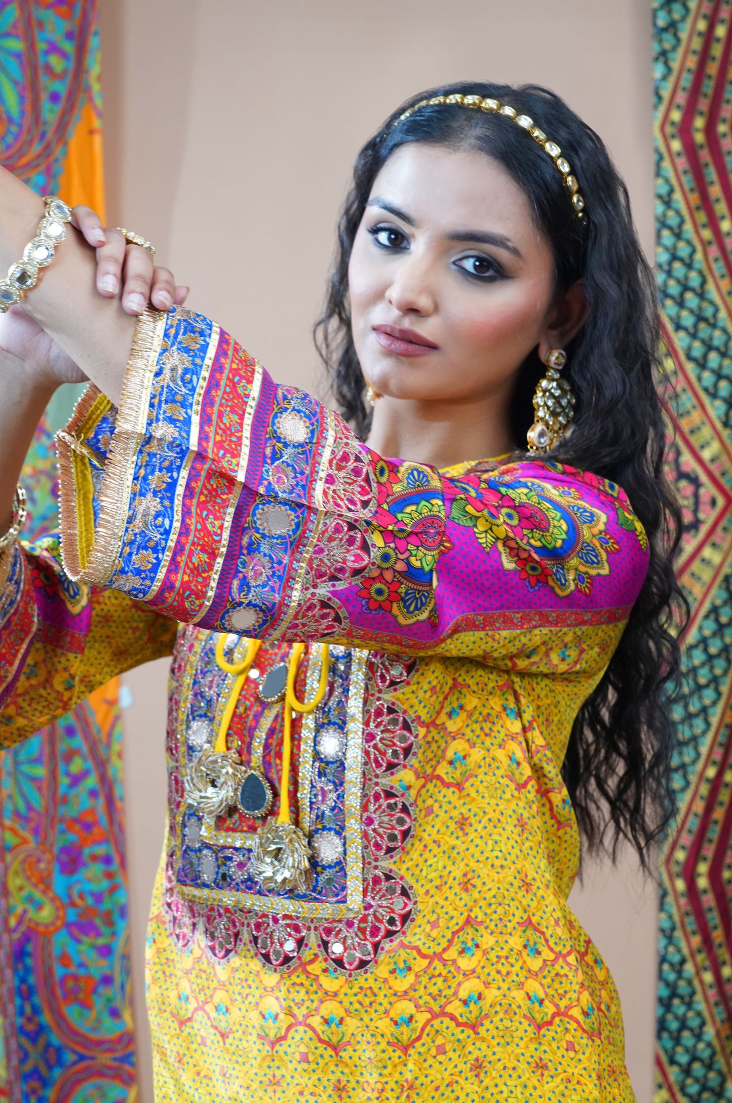 Yellow Viscose Sharara Suit with Delicate Embroidery - Swara Collection