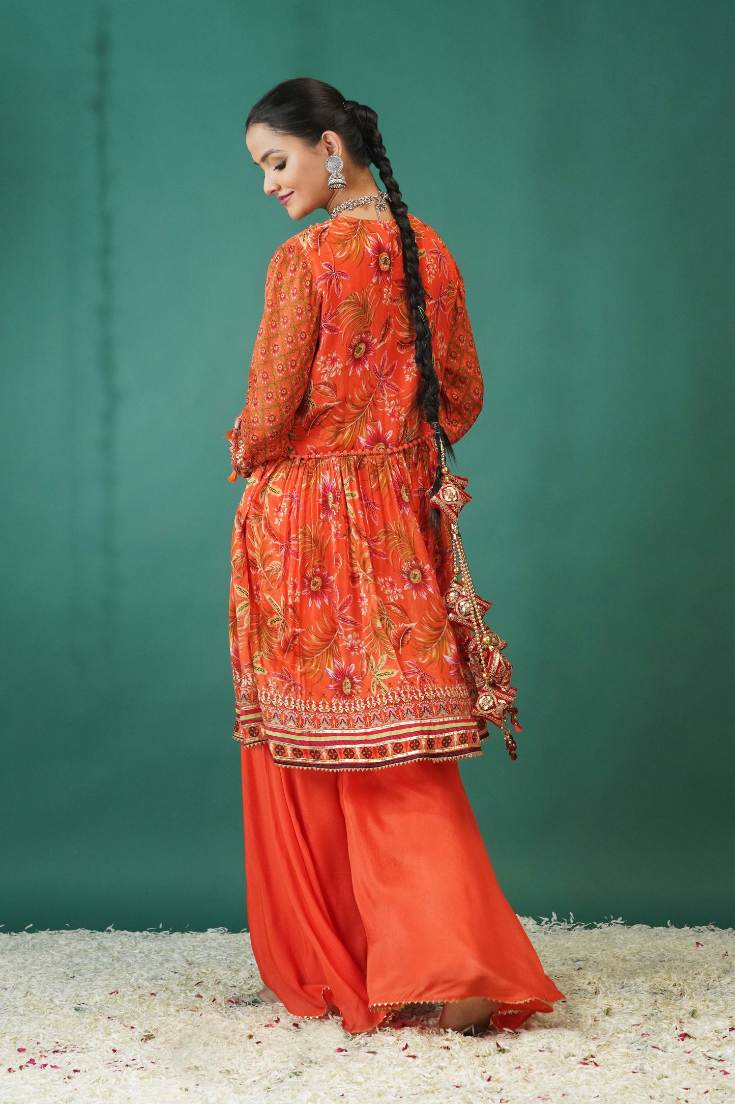 Floral Ensemble Baby Crimson Red Short Anarkali : Sawara Collection