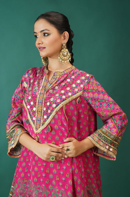 Stunning Baby Pink Short Anarkali with Tulip Pant : Sawara Collection