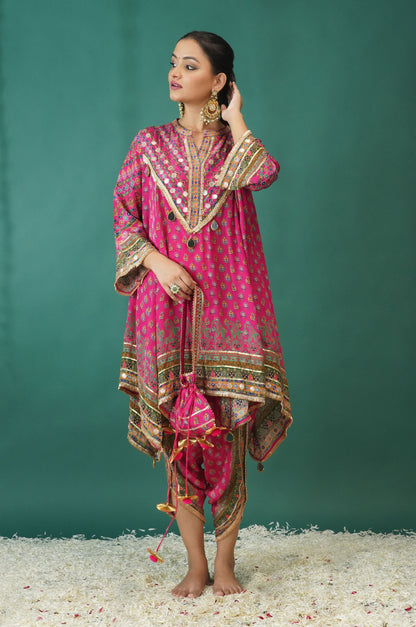 Stunning Baby Pink Short Anarkali with Tulip Pant : Sawara Collection