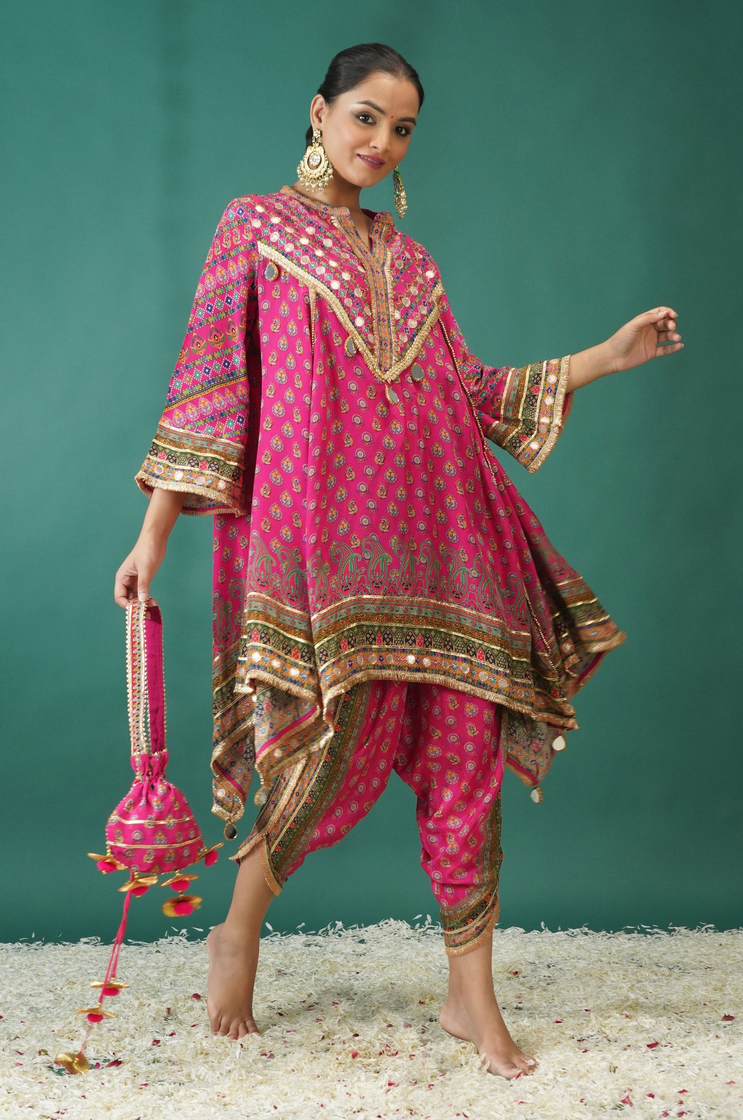 Stunning Baby Pink Short Anarkali with Tulip Pant : Sawara Collection