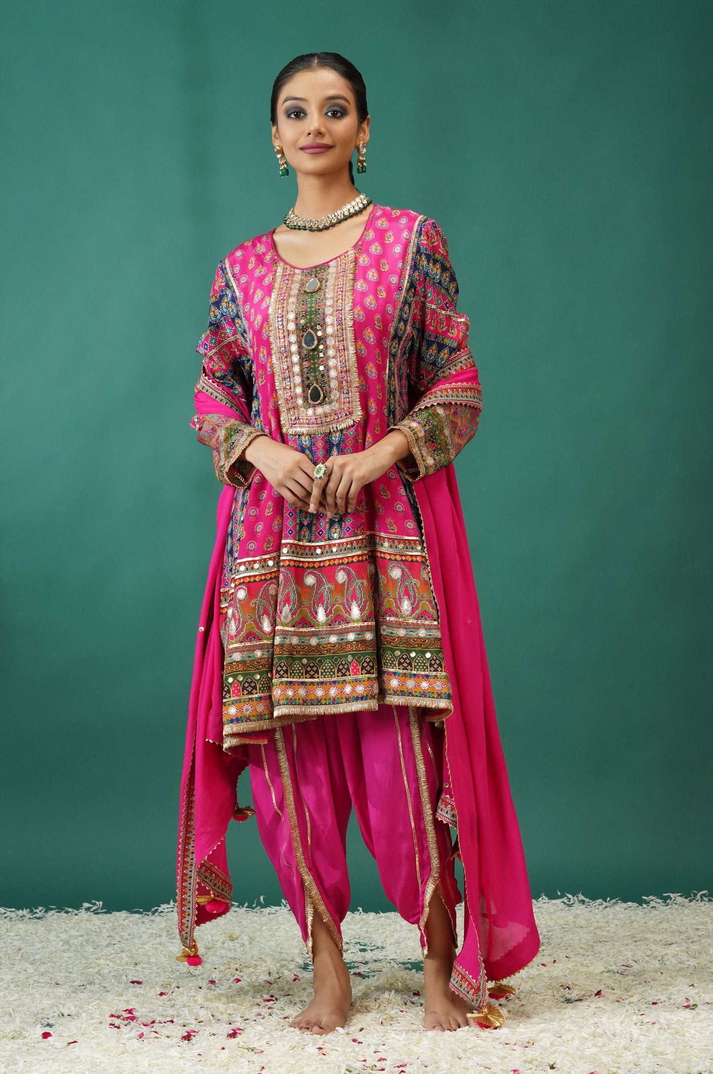 Stunning Baby Pink Short Anarkali with Dhoti Pant : Sawara Collection