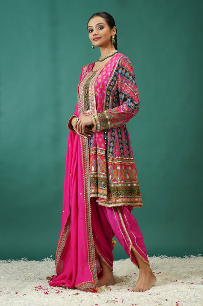 Stunning Baby Pink Short Anarkali with Dhoti Pant : Sawara Collection