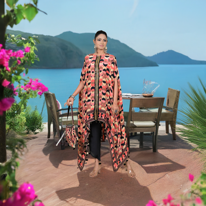 Abstract Multi Color Print Kaftan, Cotton Muslin - Summer Collection #ISH045